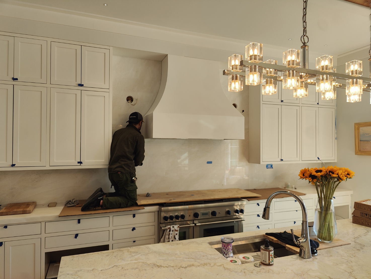 Delivery and on-site install — finished cabinet placement